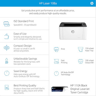 HP Laserjet 108A Monochrome Laser Printer with USB Connectivity, Compact Design, Fast Printing POS Guru for Laser Barcode Label and Bill Printing