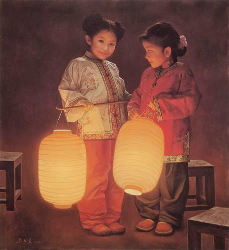 Children Paintings by Chinese Painter Zhu Yiyong 