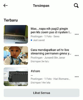 Membuka hasil menyimpan postingan orang lain