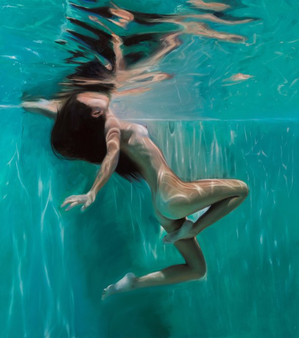 Reisha Perlmutter pinturas mulheres nuas subaquáticas água realista