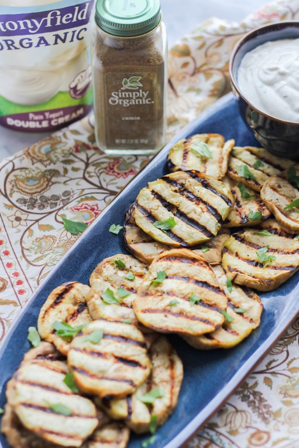 Grilled Eggplant with Cumin Scented Yogurt Sauce