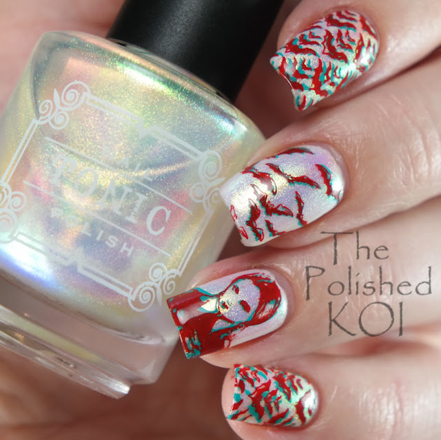3D Anaglyph Nail Stamping - Bats and Wednesday Adams