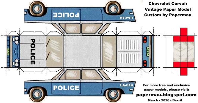PAPERMAU Chevrolet Corvair Police Car Paper Model Custom By Papermau PAPERMAU Chevrolet Corvair Police Car Paper Model Custom By Papermau