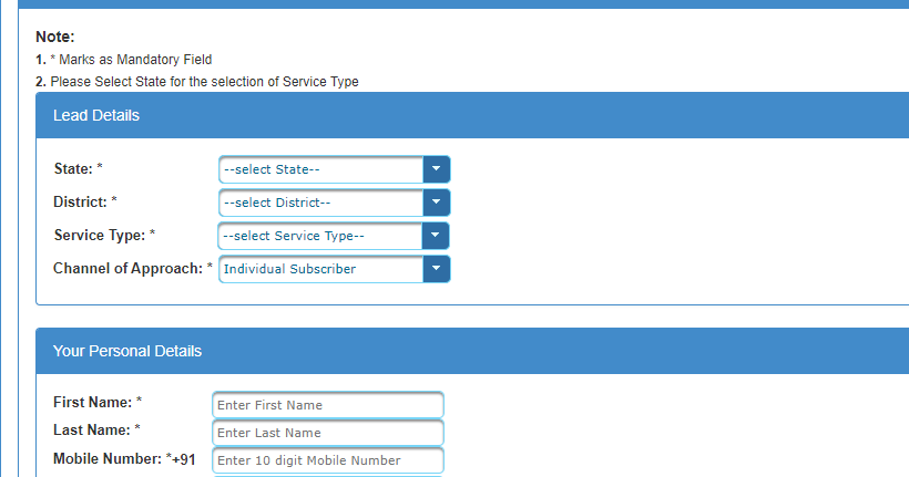 BSNL FTTH New Connection