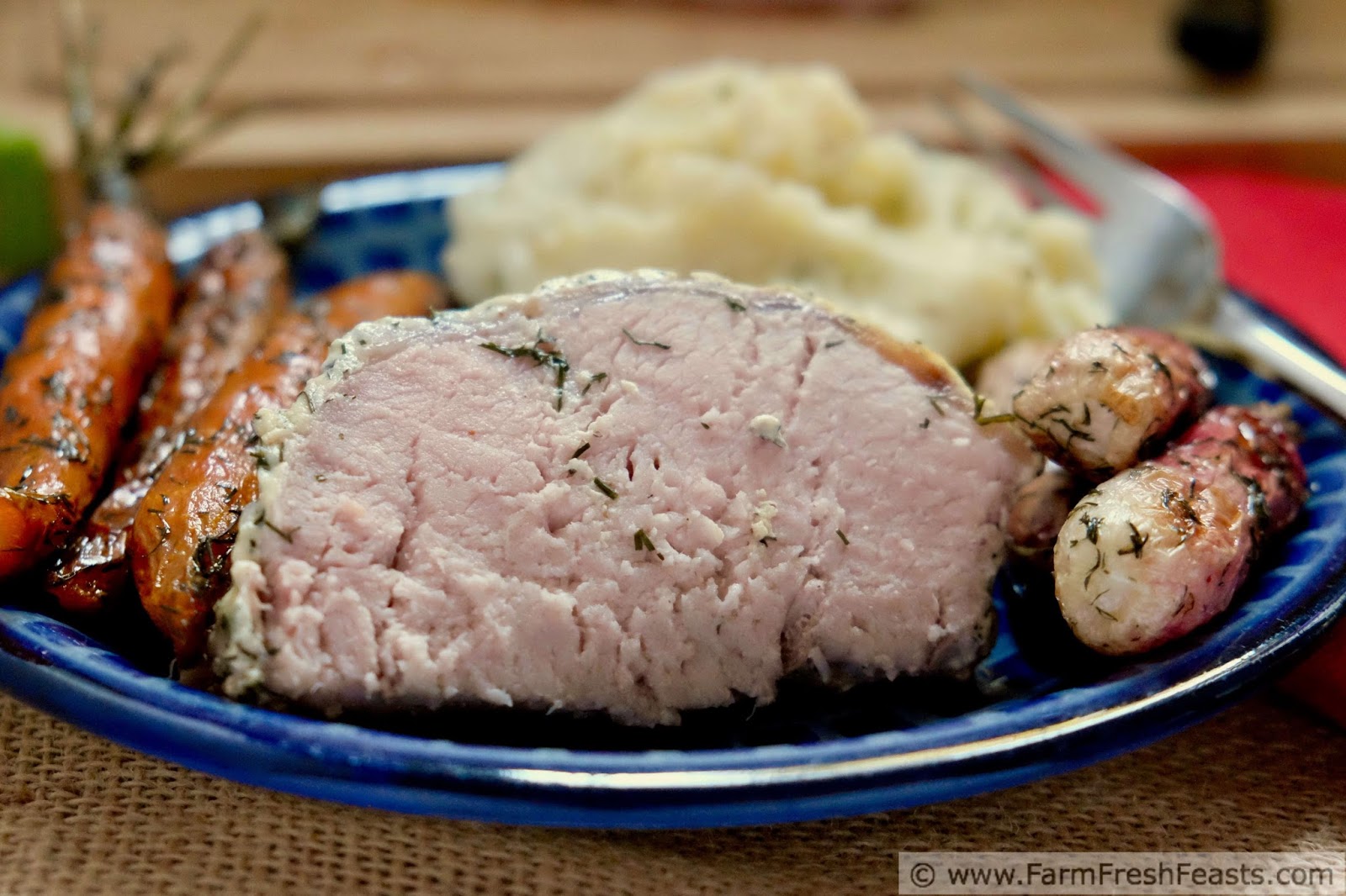 Farm Fresh Feasts Roast Pork Loin with Yogurt, Mustard, and Fresh Dill