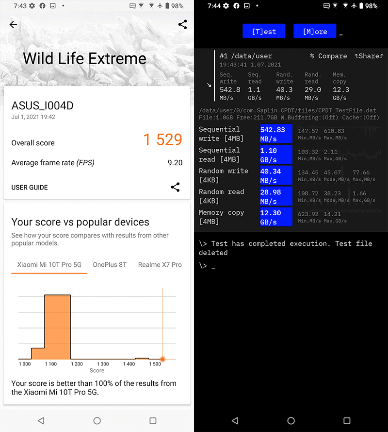 3DMark Wild Life, storage speed 3DMark Wild Life, storage speed