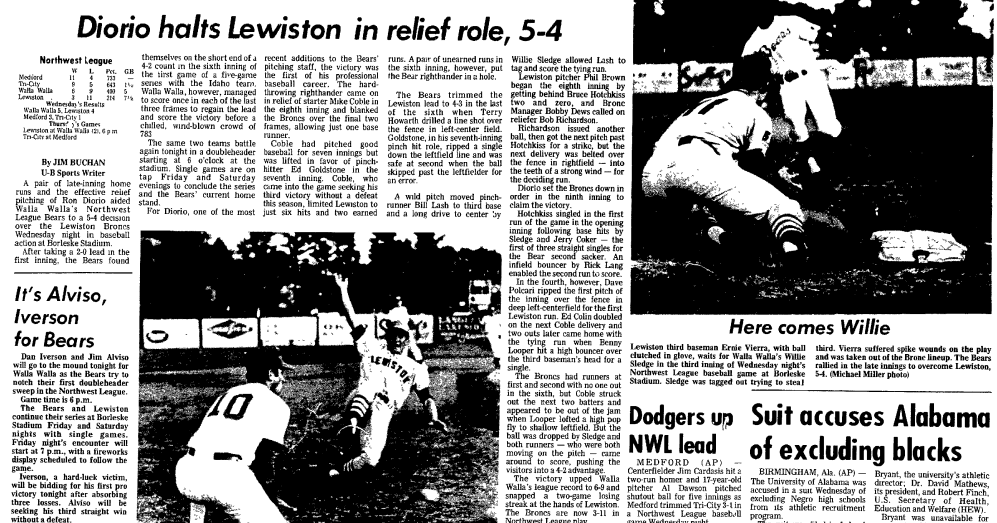 Barers of Maple Valley: 1969--Professional Baseball Comes To Walla Walla Barers of Maple Valley: 1969--Professional Baseball Comes To Walla Walla
