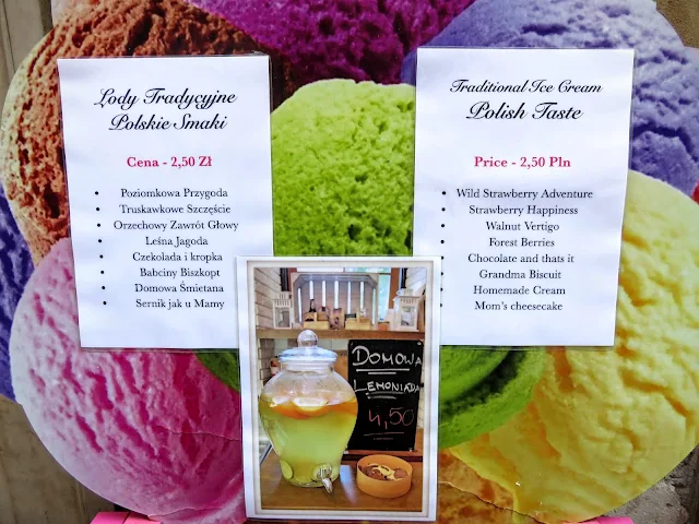 What to eat in Warsaw: Lody Tradycyjne ice cream menu
