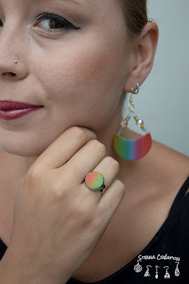 Bague pâte polymère dégradé multicolore Stenna