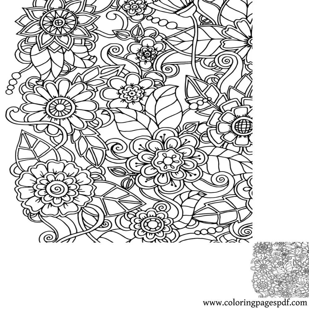 Coloring Page Of Branches And Flowers