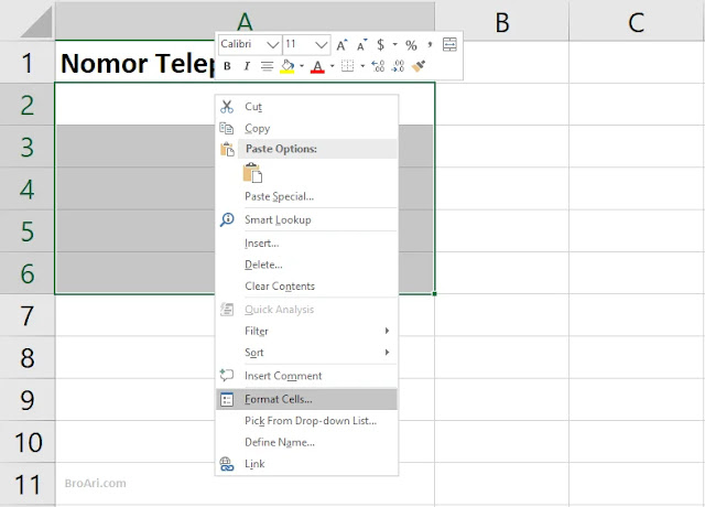 Cara Menambahkan Angka 0 di Depan Pada Excel