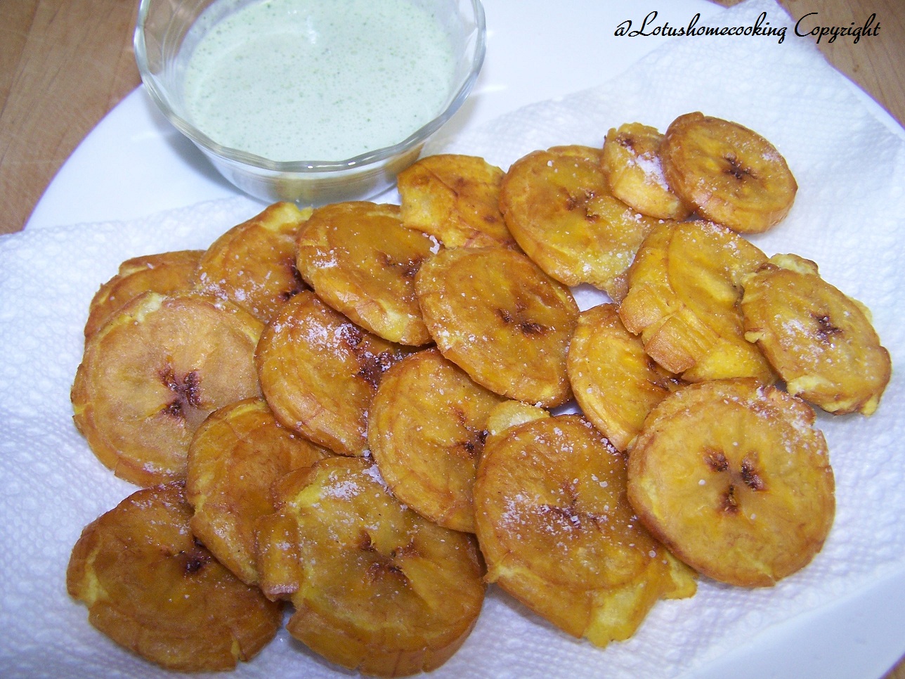 Cooking is Easy & Fun Tostones (fried plantains) with Creamy Garlic