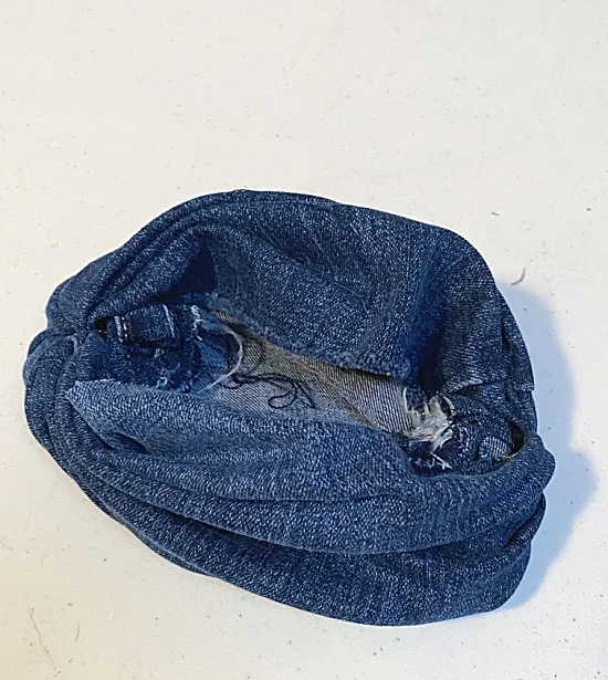 denim ends tucked inside