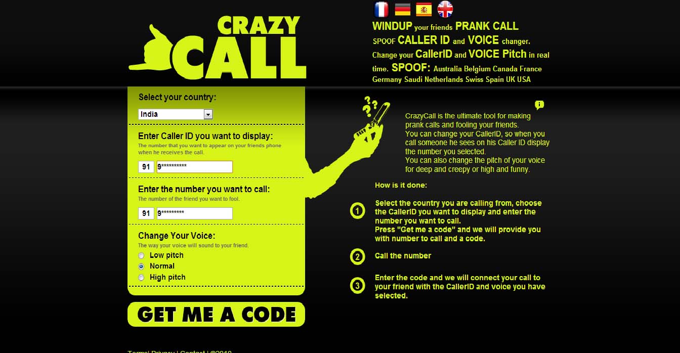 And enter the code into. Crazy Call. Crazy Call промокоды. Caller ID Spoofing. Программирование ПРАНК.