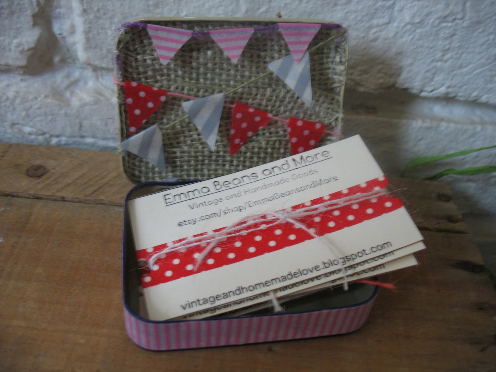 Vintage and Homemade DIY Business Cards and Card Holder
