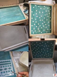 caja de madera con stencil