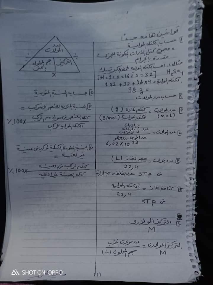 ملاحظات البروف الاستاذ أيمن حماد في الكمياء للثانوية العامة 1