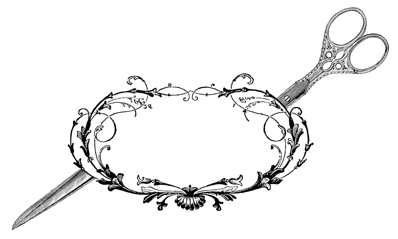 The Graphics Monarch Sewing Scissors Decorative Frame Images Vintage