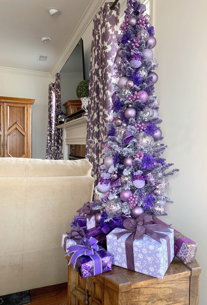 Purple Hues and Me: Purple Flocked Slim Christmas Tree