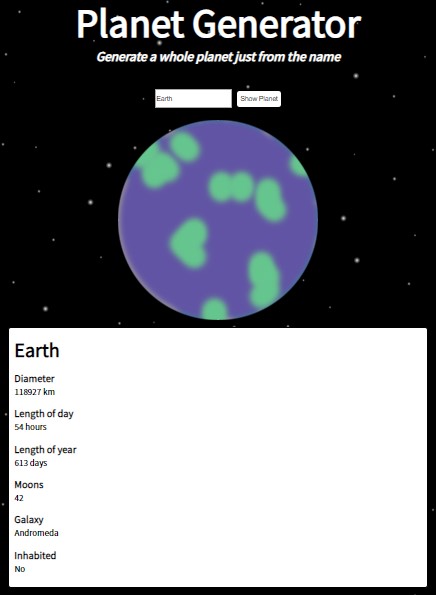 PLANET GENERATOR USING JAVASCRIPT 