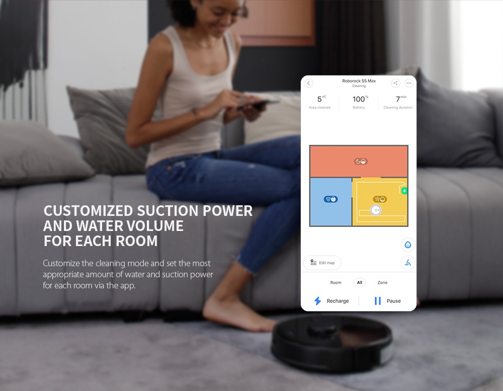 Roborock S5 Max Laser Navigation Robot Wet and Dry Vacuum Cleaner from