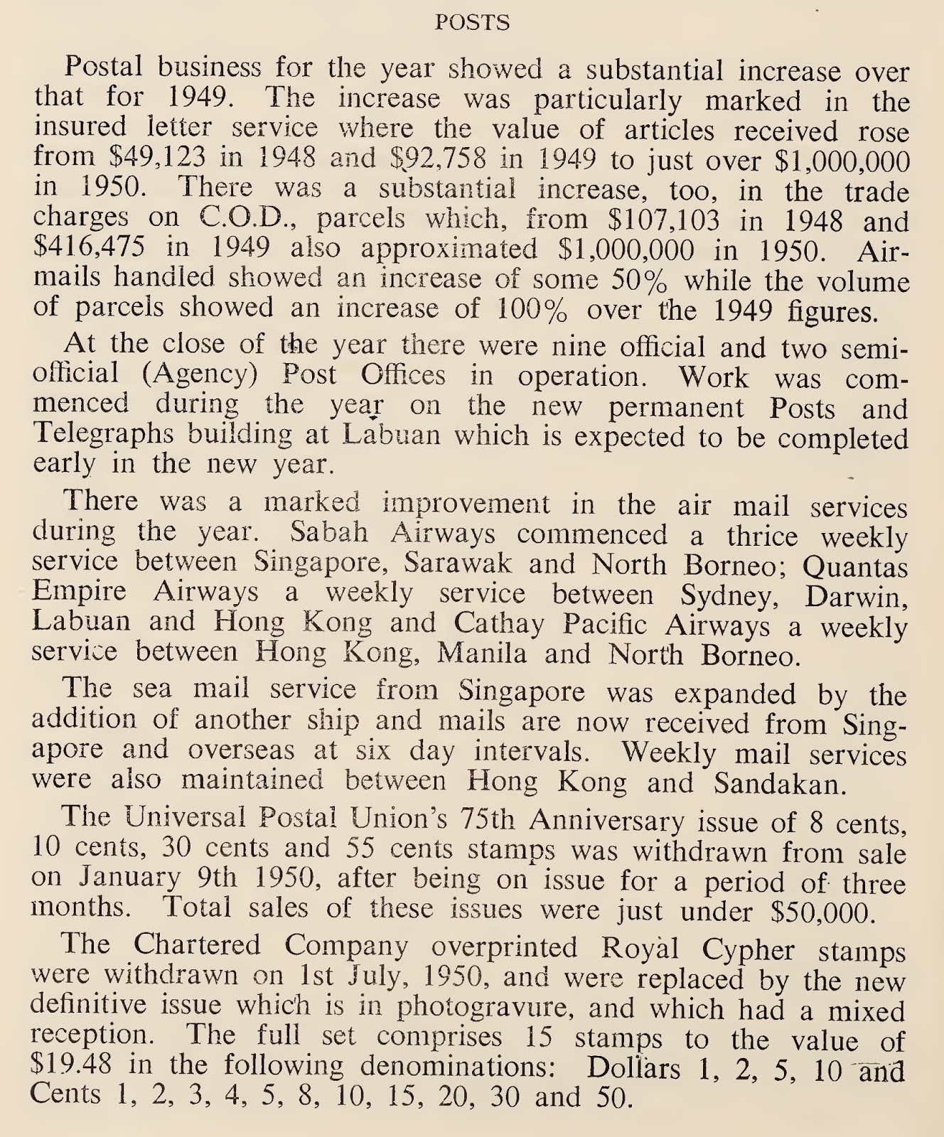 my North Borneo stamps North Borneo 1950 Annual Report