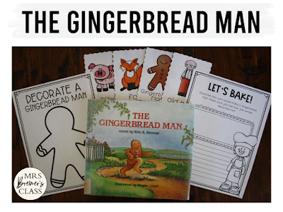 Gingerbread Man book study literacy unit with Common Core aligned companion activities and a craftivity for K-1