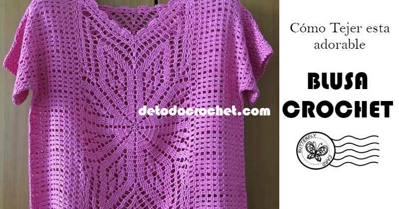 Patrones Blusa Mangas Cortas Tejida a Crochet