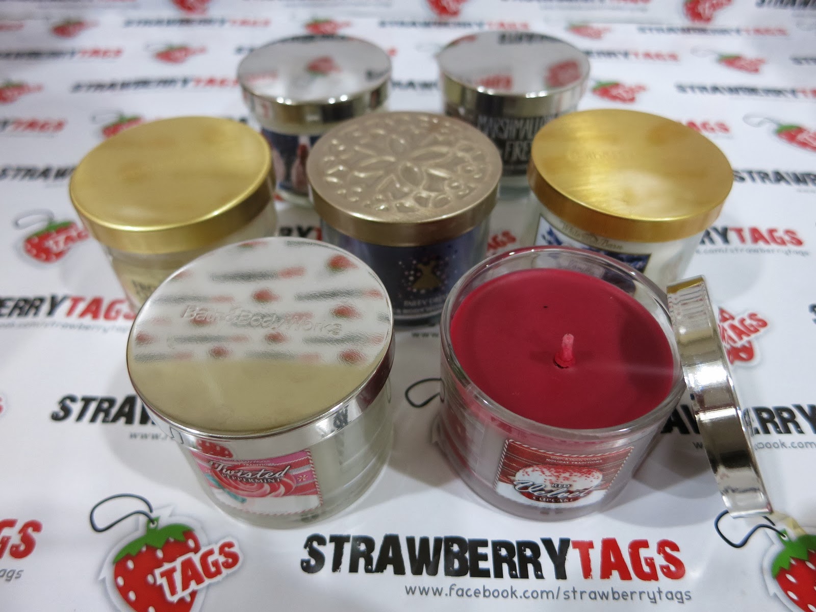 StrawBerry TaGs Bath & Body Works 1.3 oz. Scented Mini Candle