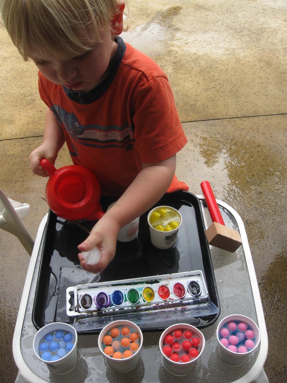 Colored Ice Cups with Marbles Recipes for Learning