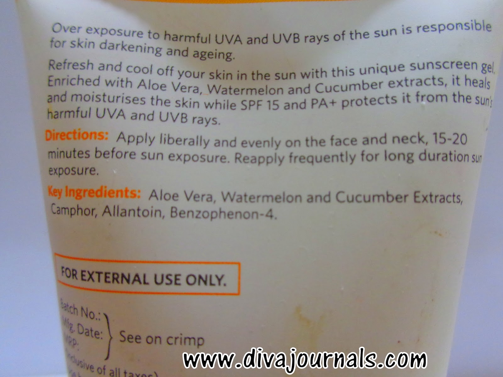 VLCC Oil Free Sunscreen Gel SPF 15 PA Review Diva Journals VLCC Oil Free Sunscreen Gel SPF 15 PA Review Diva Journals