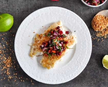 Toasted Coconut Tilapia with Pomegranate Salsa Recipe