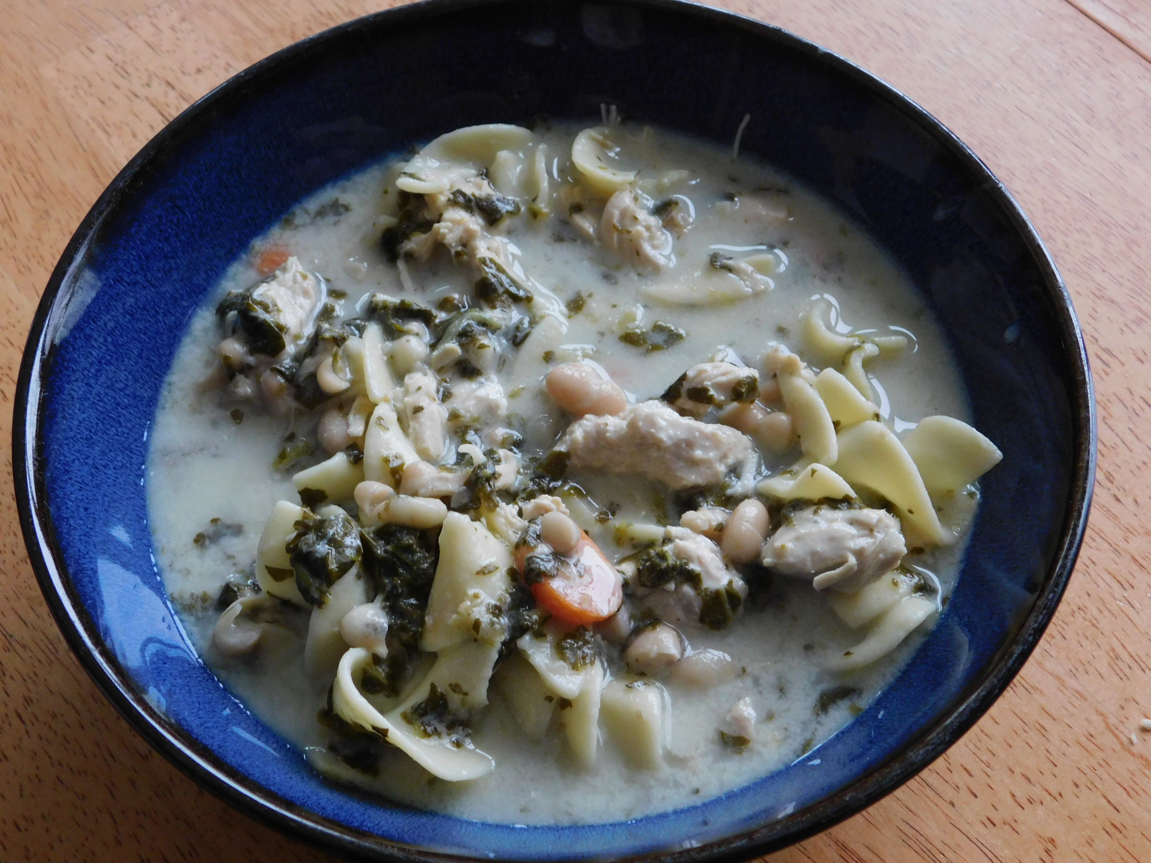 Creamy Pesto Chicken Noodle Soup