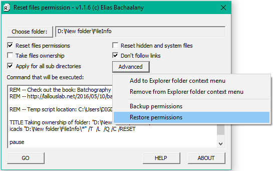 Как сбросить права доступа к файлам NTFS в Windows с помощью графической утилиты
