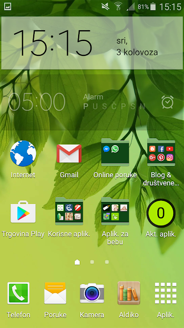 Android aplikacije na mobitelu - glavni zaslon