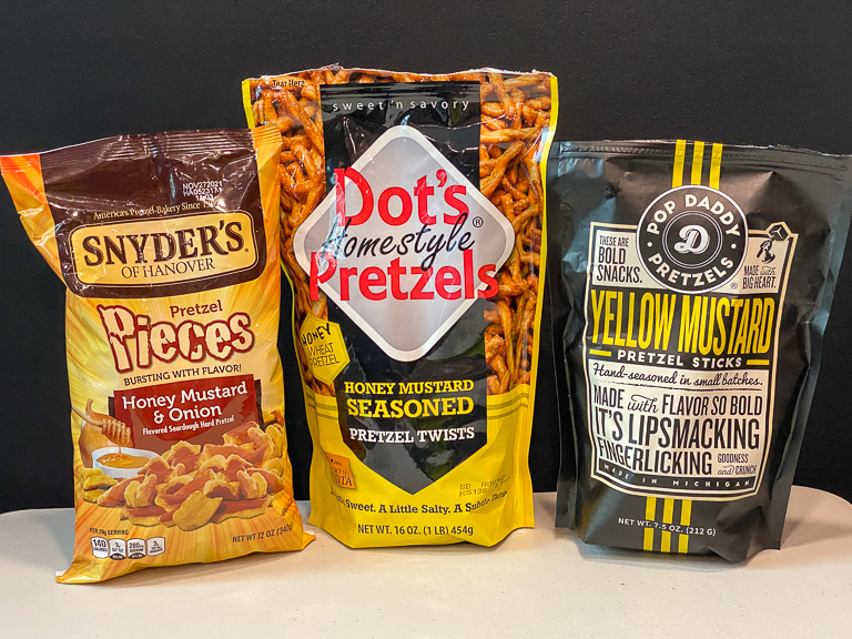 Tales of the Flowers Mustard Pretzel Taste Test Comparison Snyder's