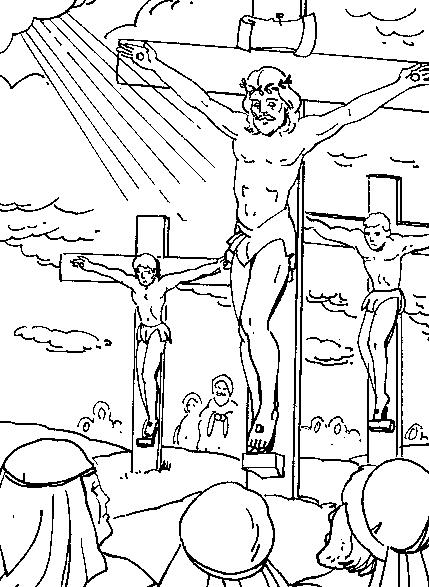 Jesús clavado en la cruz colorear