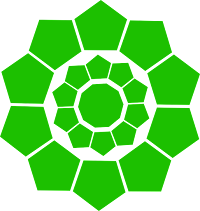 Flower shape created by green pentagons