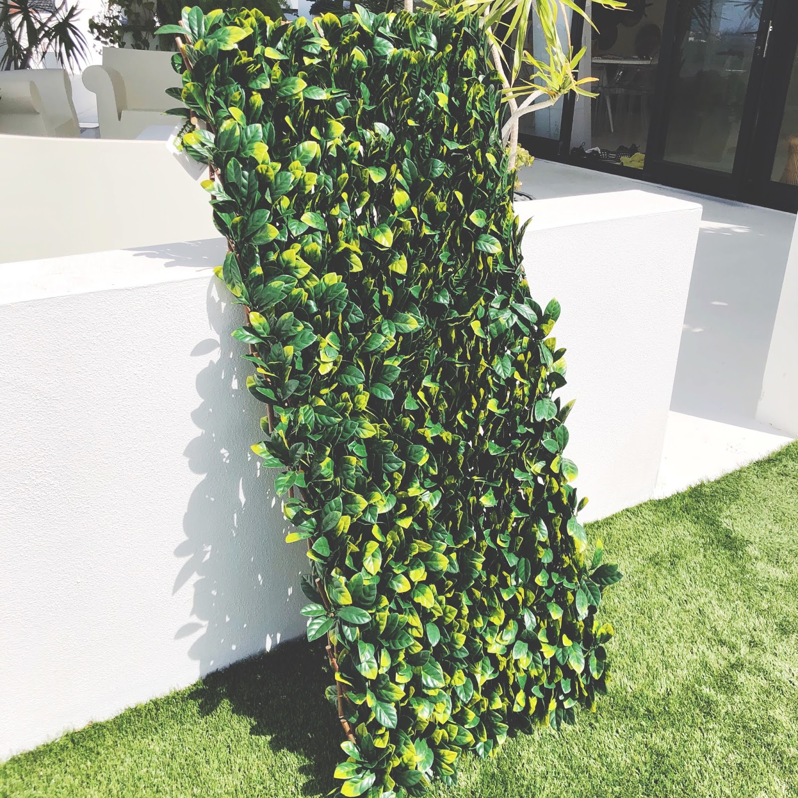artificial bunnings hedges touches final saddles revamp backyard irrigation fence simon hose nylon mount easy