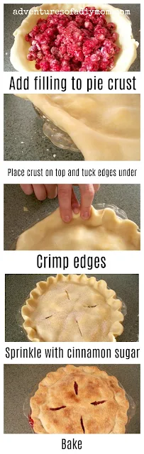 collage of steps depicting how to make a double pie crust