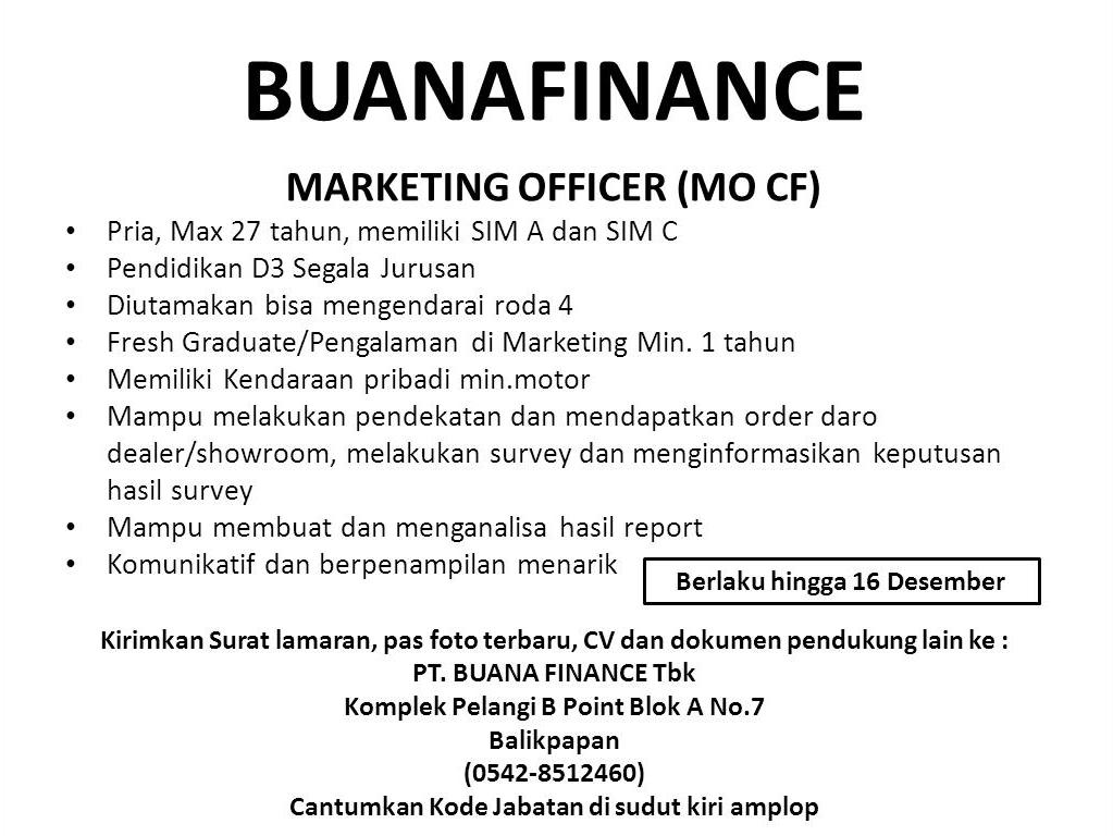 Lowongan Kerja Kota Balikpapan: Lowongan Buana Finance