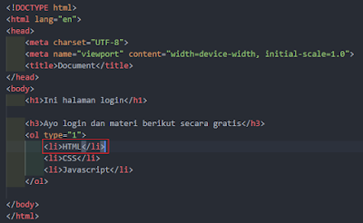Cara Membuat List dengan Menggunakan HTML