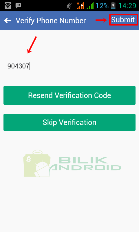 Phone number verification code