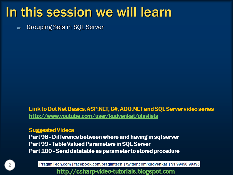 Sql server and c video tutorial grouping sets in sql server