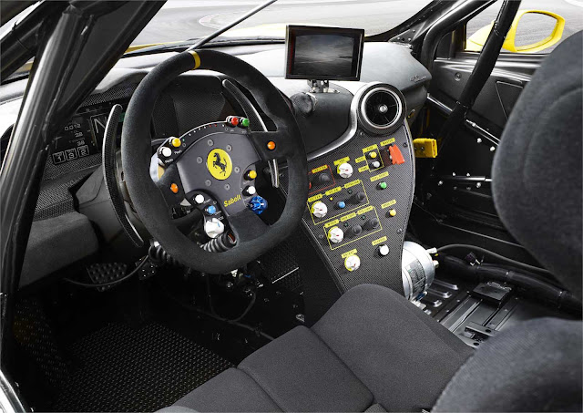 Cockpit of the 488 Challenge car, steering wheel