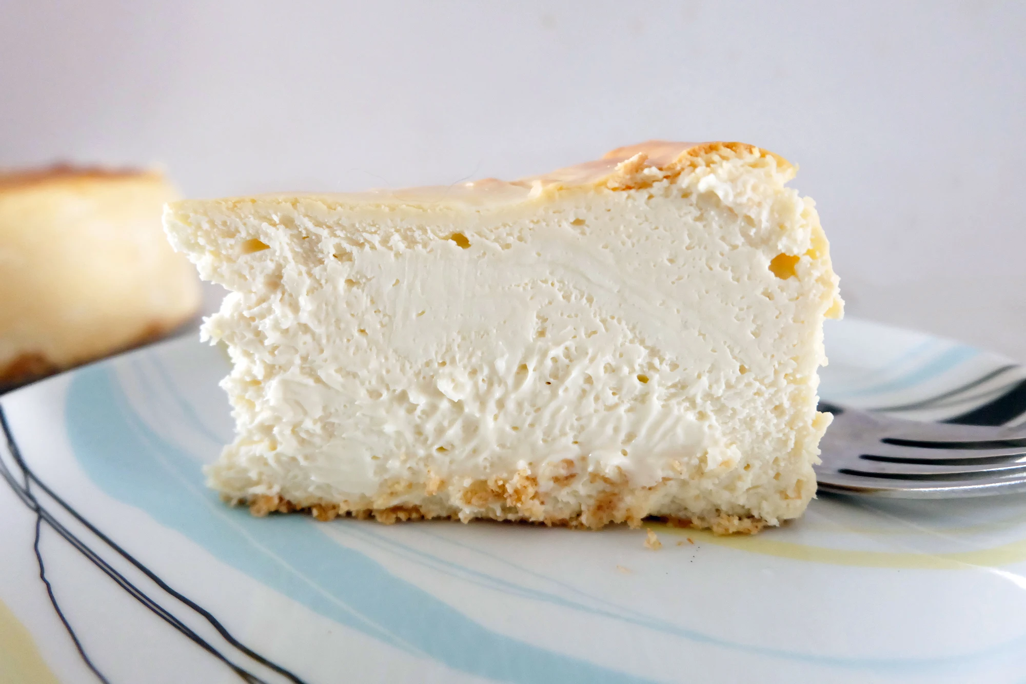 New York Style Cheesecake slice side view