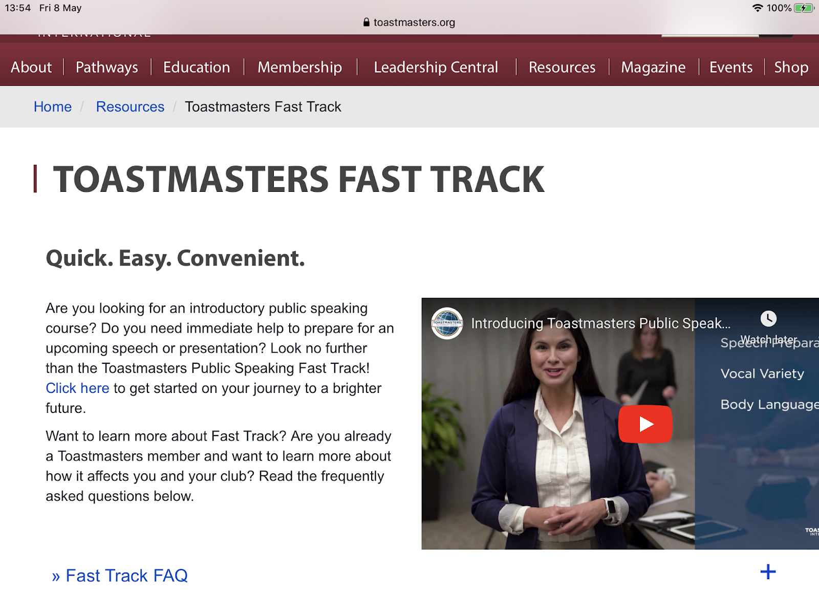 Pathways experience Fast Track