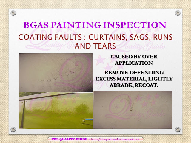 Paint faults curtains, sag, runs and tears bgas, cswip, nace level 1 and nace level 2 cathodic protection testing 