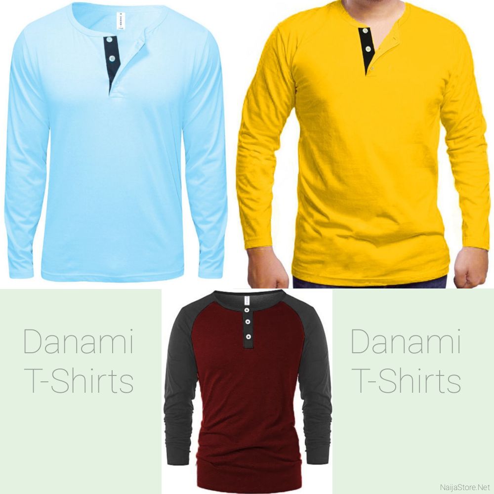 Men's Danami Long Sleeve T-Shirts with Front Button Designs - Casual Tops for Gentlemen