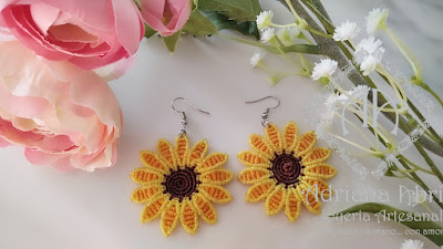 Pendientes en macramé, aros, aretes, Earrings, hoops, earrings in macramé by #AdrianaAbril